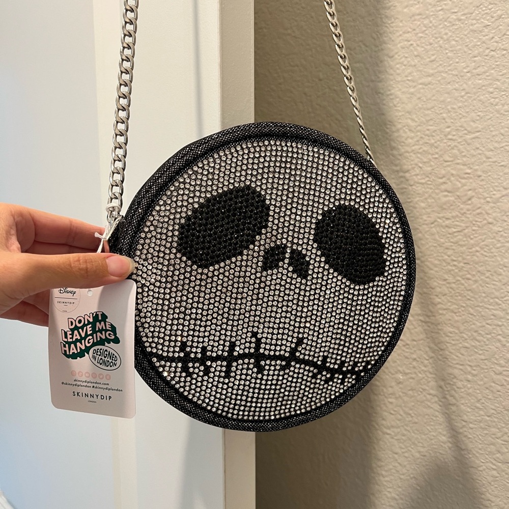 RARE HTF SkinnyDip Jack Skellington Rhinestone Halloween Circle Bag Purse